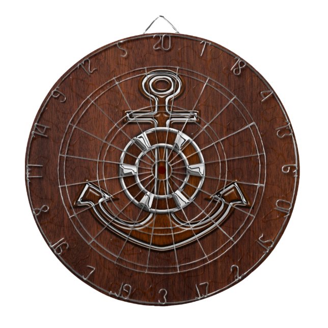 Blöt Nautical Mahogany Anchor Steel Decor Darttavla (Framsidan)