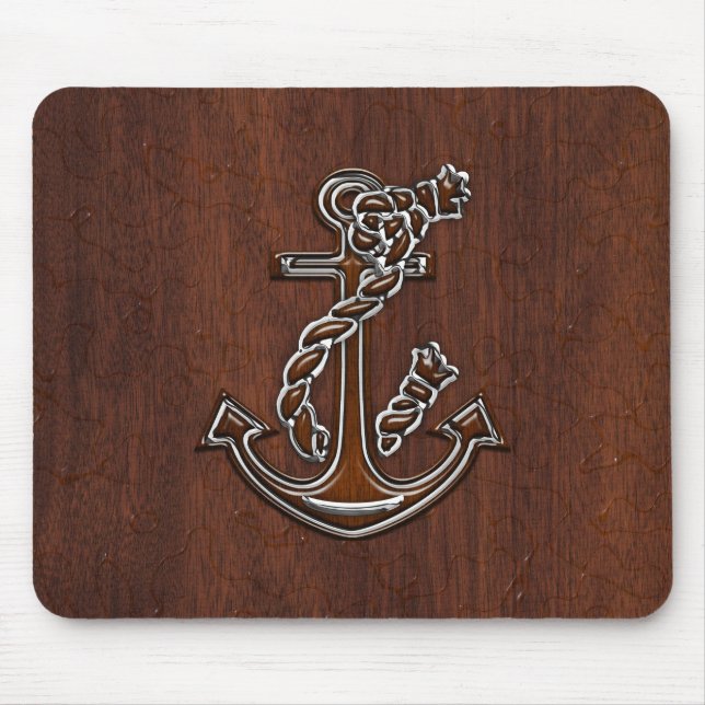 Blöt Nautical Mahogany Anchor Steel Decor Musmatta (Framsidan)