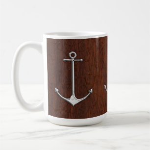 Blöt Nautical Mahogany Anchor Steel Kaffemugg
