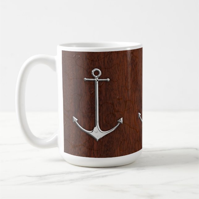 Blöt Nautical Mahogany Anchor Steel Kaffemugg (Vänster)