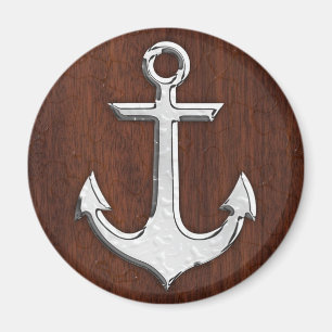 Blöt Nautical Mahogany Anchor Steel Magnet