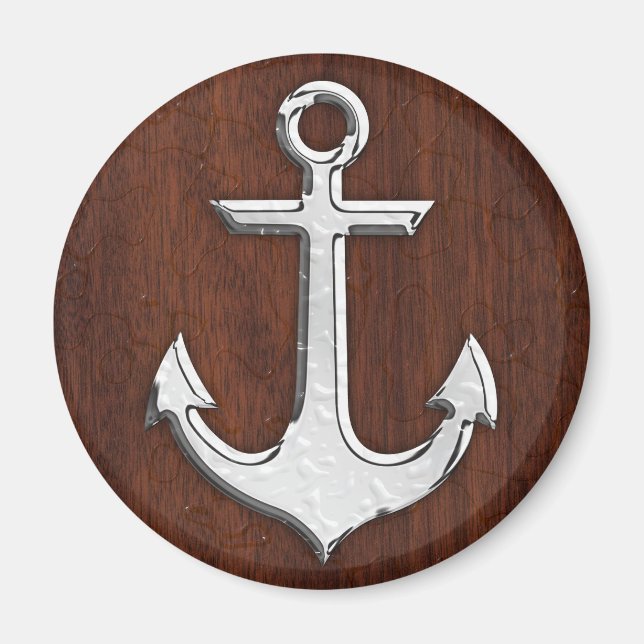 Blöt Nautical Mahogany Anchor Steel Magnet (Framsidan)