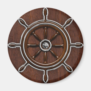 Blöt Nautical Mahogany Nautical Wheel Magnet