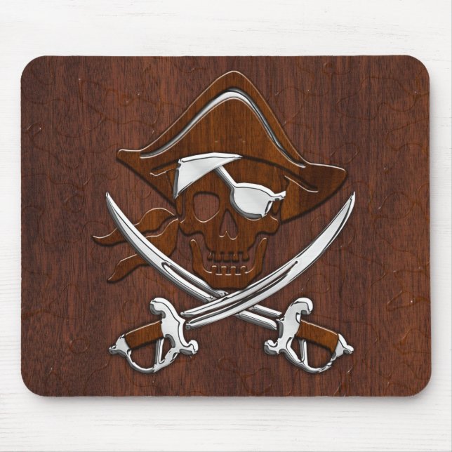 Blöt Nautical Mahogany Pirat Skull Steel Musmatta (Framsidan)