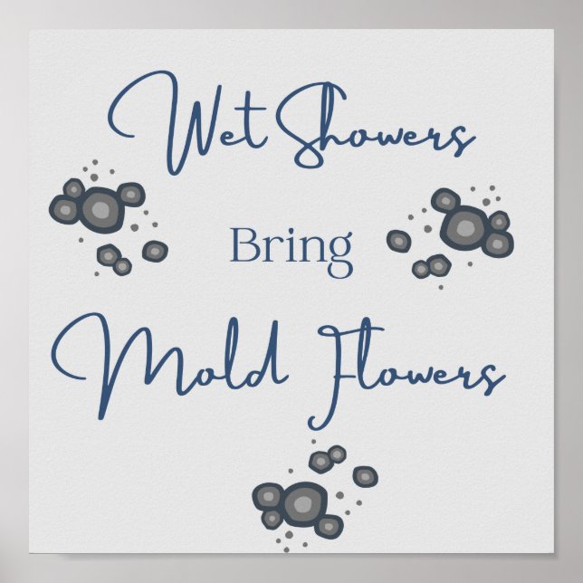 Blöt Showers Funny Bathroom Poster (Framsidan)