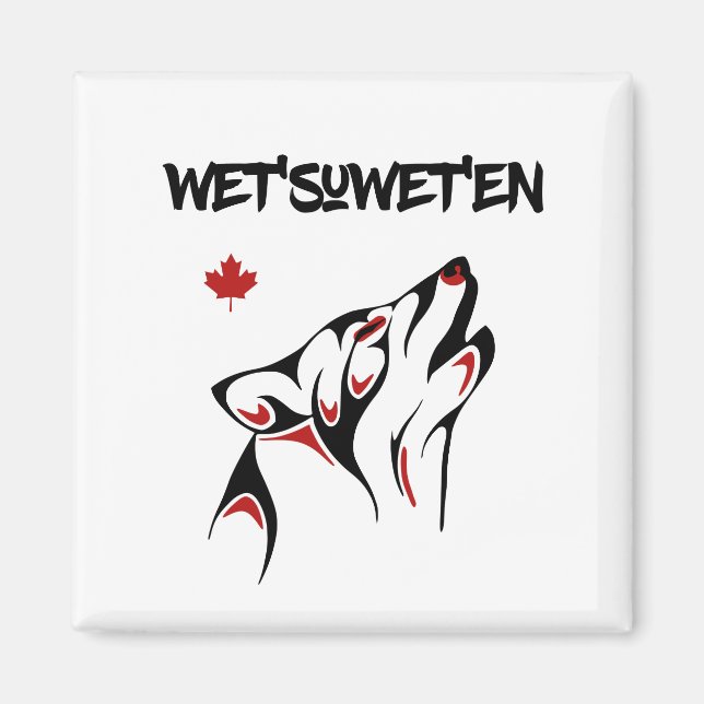 Blöt suwet'en Howling Varg Haida Stil Tattoo Färg Magnet (Framsidan)