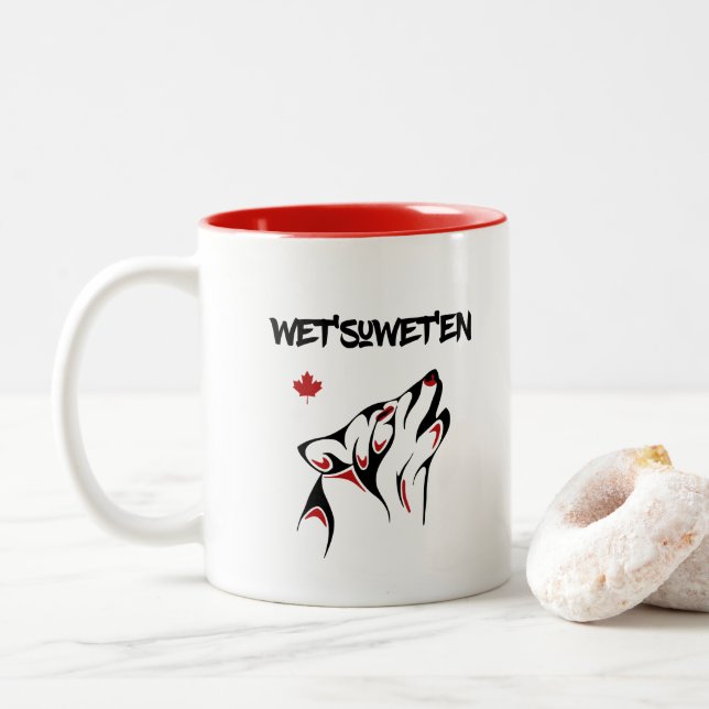 Blöt suwet'en Howling Varg Haida Stil Tattoo Färg Två-Tonad Mugg (Med munk)