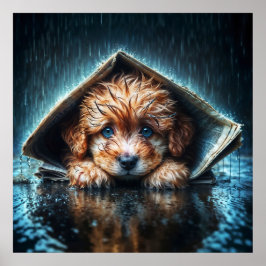 Blöt-valp under tidningsskydd poster