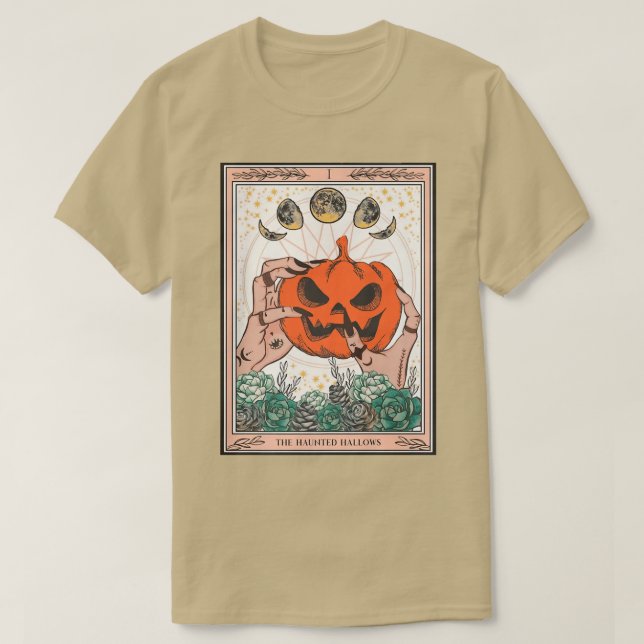 Blötad hallow-pumpkin Tarot Card Witchcraft T Shirt (Design framsida)