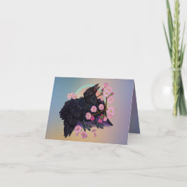 Blötande Kråka med äppelblommar Kort