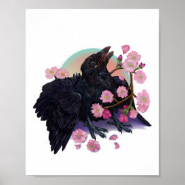 Blötande Kråka med äppelblommar Poster