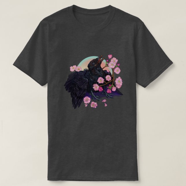 Blötande Kråka med äppelblommar T Shirt (Design framsida)