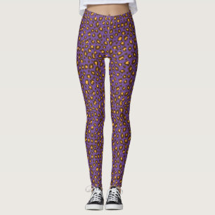 Blötdjur mönster gult brun lila leggings