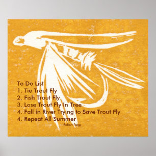 blöten "Gult Midge Trout Fly To Do List" Poster