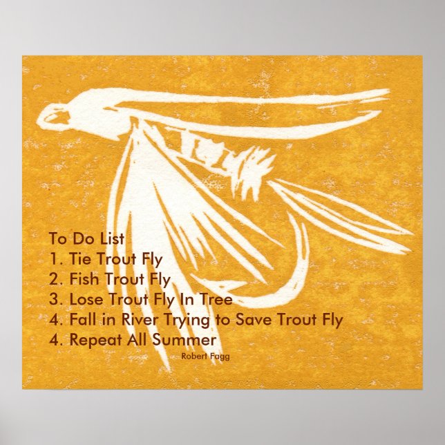 blöten "Gult Midge Trout Fly To Do List" Poster (Framsidan)