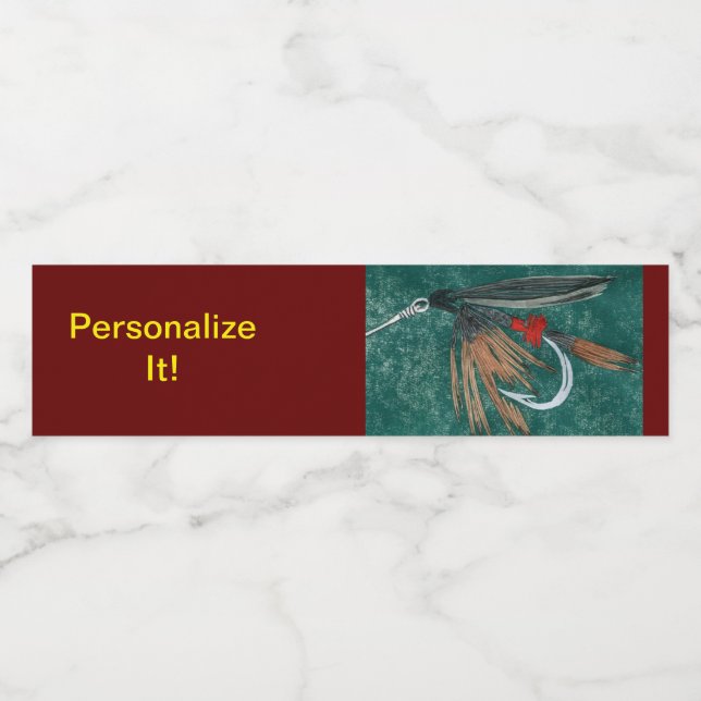 blöten "Järn Blue Dun", flygande flygfiske konst Vattenflaskor Etikett (Singel etikett)