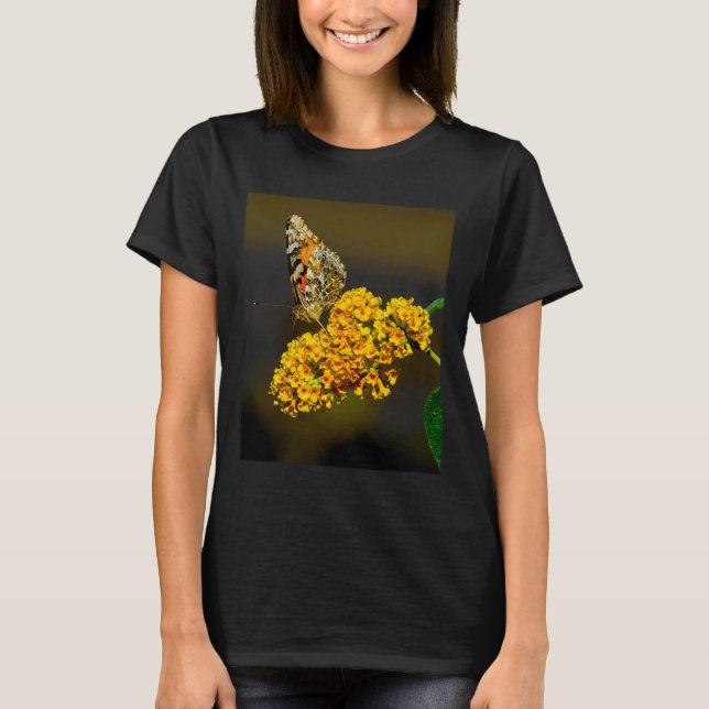 Blötläge för fjäril Papillon Grönt Gult T Shirt (Framsida)