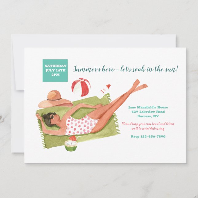 Blötläggning i Sol Inbjudningar (Framsida)