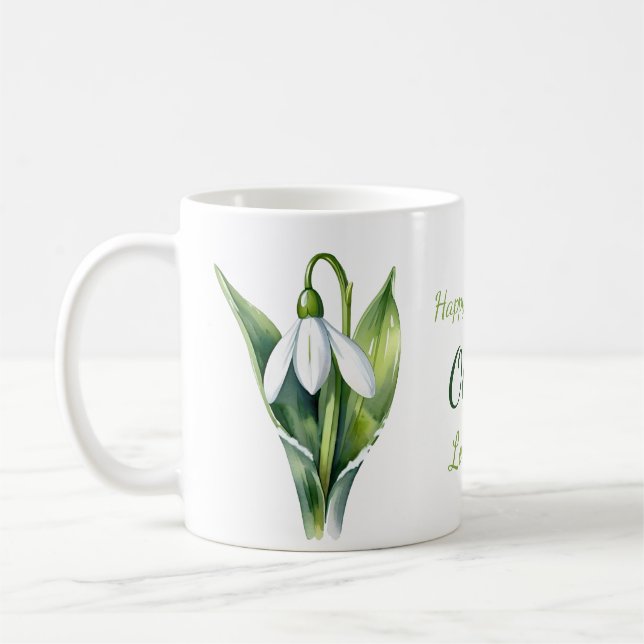 Blötsklippor från januari Vit snöblomma Kaffemugg (Vänster)