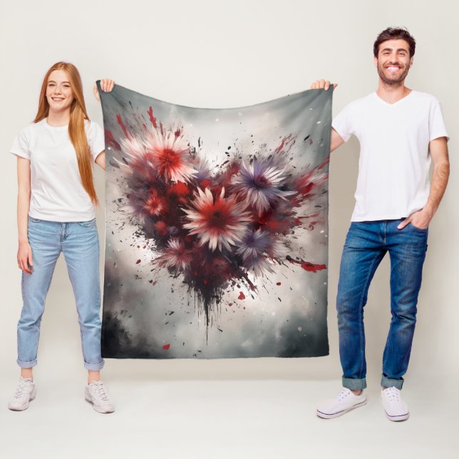 Blött hjärta fleecefilt (På plats)