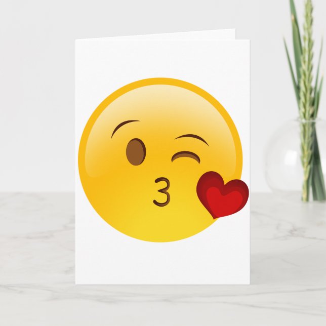 Blow a kiss emoji-dekal kort (Framsida)