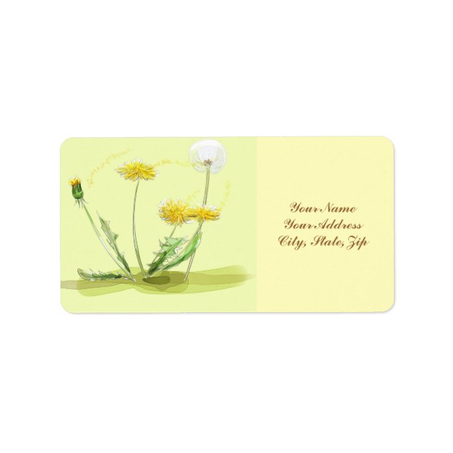 Blow Away Dandelion Adressetikett (Framsidan)