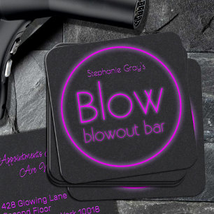 Blow Blowout Pub Lägg till ditt namn Neon Rosa Fyrkantigt Visitkort