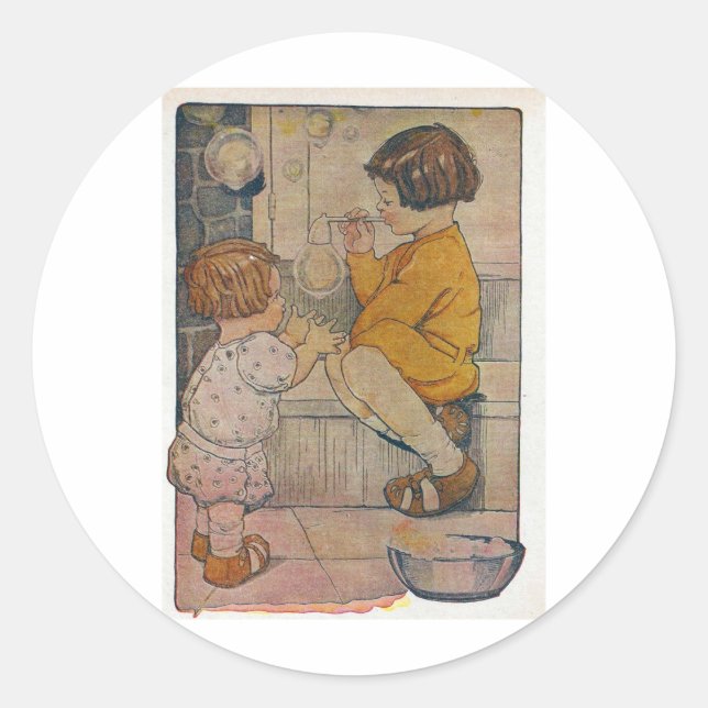 Blow Bubbles Runt Klistermärke (Framsida)