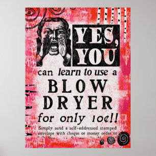Blow Dryer - Funny Vintage annons Poster