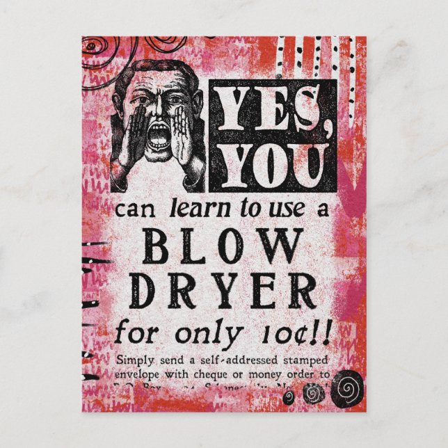 Blow Dryer - Funny Vintage annons Vykort (Framsida)