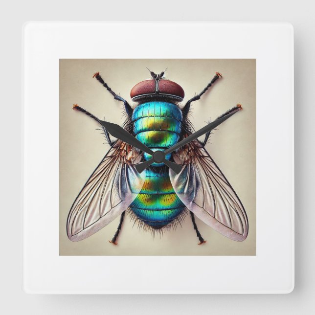 Blow Fly 211024IREF233 - Watercolor Fyrkantig Klocka (Framsida)