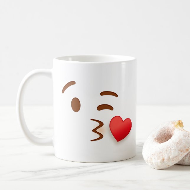 Blow Kiss Emoji Kaffemugg (Med munk)