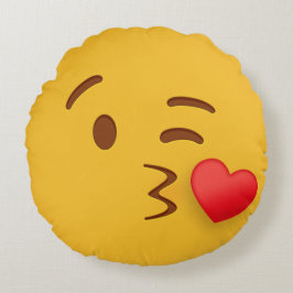 Blow Kiss Emoji Rund Kudde