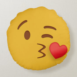 Blow Kiss Emoji Rund Kudde