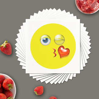 Blow Kiss Kärlek Heart Emoji Pappersservett