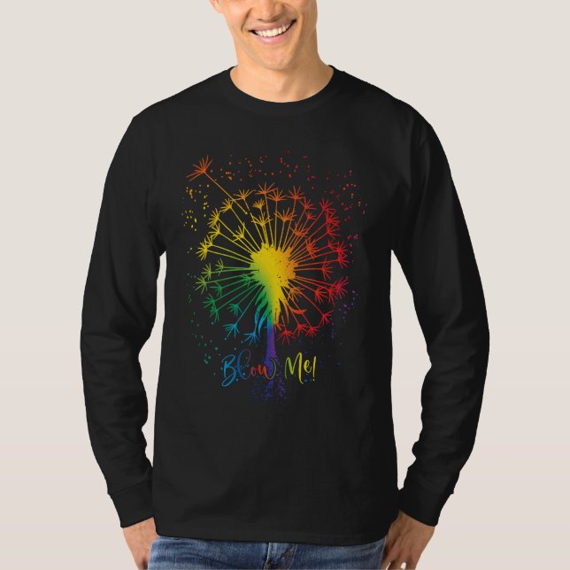 Blow Me Dandelion Just Tattoo Arrow Breathe Rainbo T Shirt (Framsida)