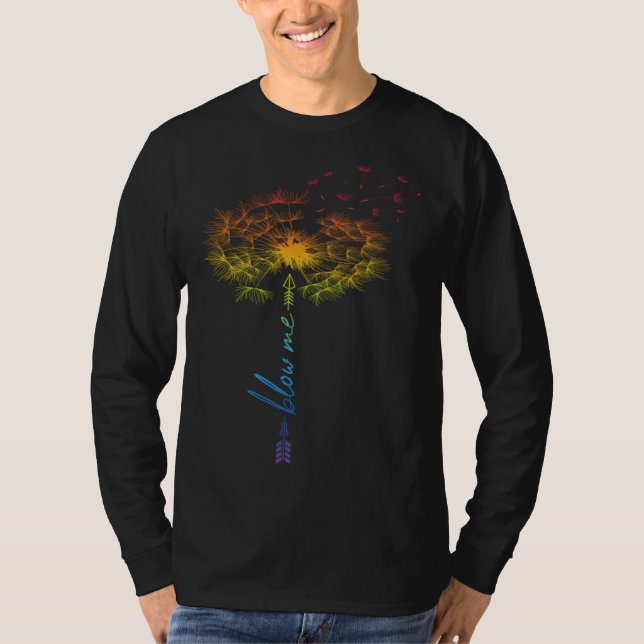 Blow Me Dandelion Just Tattoo Arrow Breathe Rainbo T Shirt (Framsida)