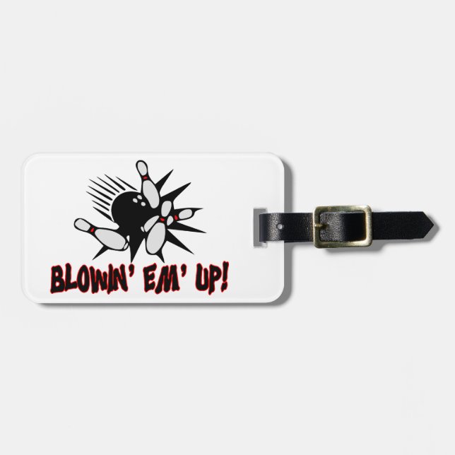Blowin Em upp bowlingstift Bagagebricka (Horisontell Framsida)