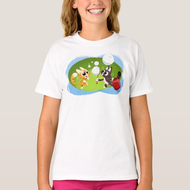 BLOWING BUBBLES CATS av Jeff Willis T Shirt (Framsida)