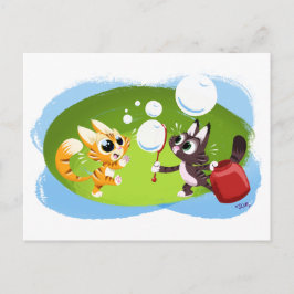 BLOWING BUBBLES CATS av Jeff Willis Vykort