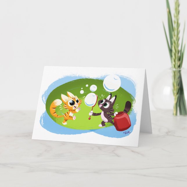 BLOWING BUBBLES CATS (blank inuti) av Jeff Willis Kort (Framsida)