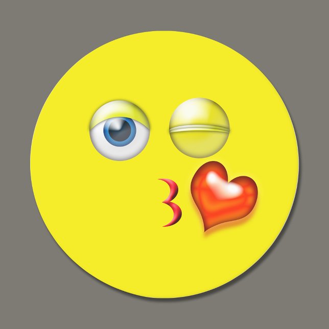 Blowing Kiss Emoji Underlägg Papper Rund (Skapare uppladdad)