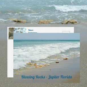 Blowing Rocks Jupiter Florida Fotografisk Vykort