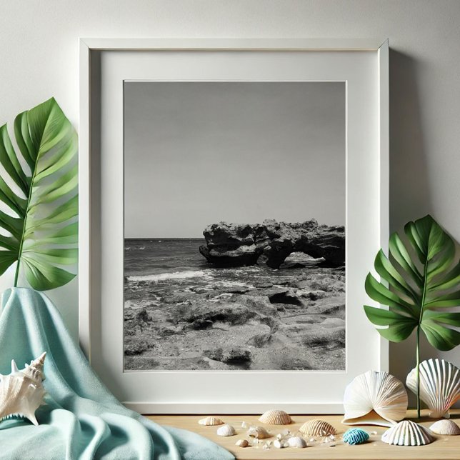 Blowing Sten Jupiter Florida Beach Photography Fototryck (South Florida beach pictures black and white photography Blowing Rocks Jupiter Victoria Grigaliunas)