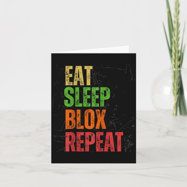 Blox Gaming Tee, Eat Sleep Blox Repeat, Kids Gamin Kort (Framsida)