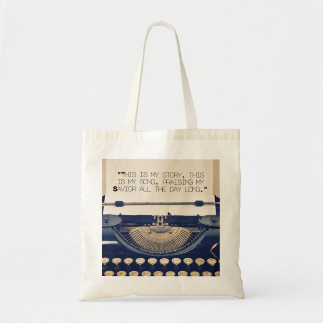 "Blsed Assurance" Tote Bag - Christian Hymns Tygkasse (Framsidan)