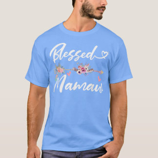 Blsed Mamaw Funny Greatful Flower Family Grandm T Shirt
