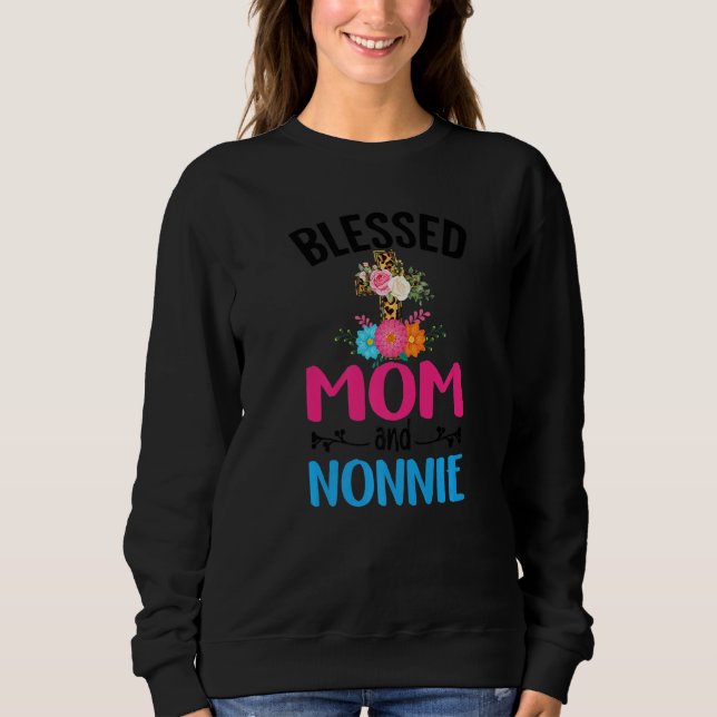 Blsed Mamma och Nonnie Blommigt Nonnie Mors dag W T Shirt (Framsida)