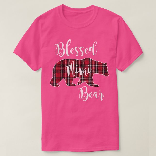 Blsed Mimi Bear Red Tartan Play Roligt Grandma Gif T Shirt (Design framsida)