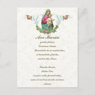 Blsed Virgin Hail Mary Jesus Latin Vintage Vykort